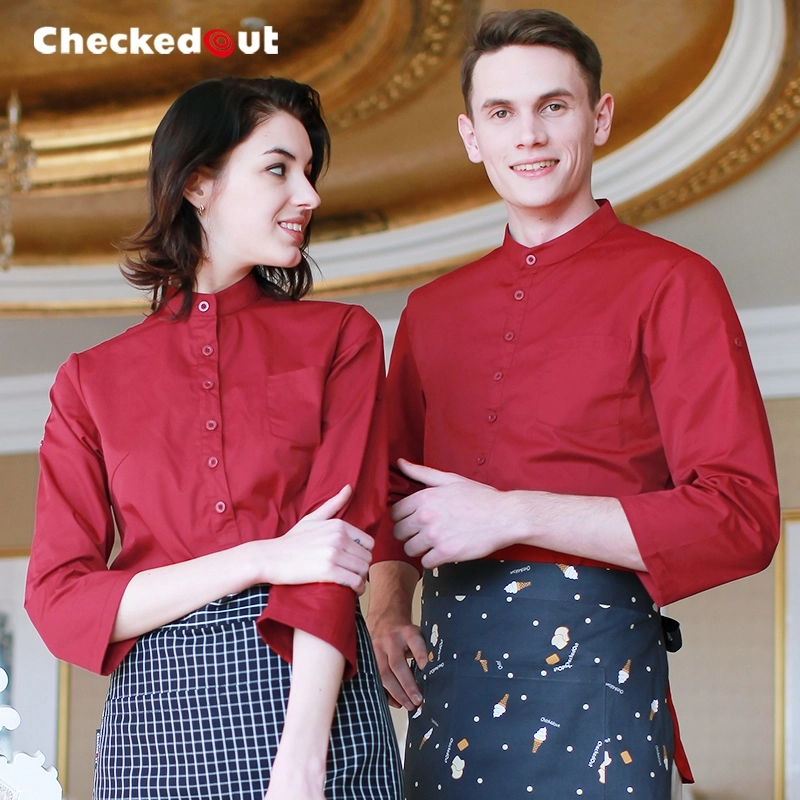 fashion adjustable sleeve western food restaurant waiter shirts uniforms