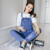 fashion Korea pocket pregnant women jumpsuit jeans maternity pant Color Steel Blue