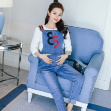 new design 85 letter pregnant women maternity jumpsuit jeans pant
