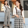 casual checkered printing pregnant women pant maternity pant Color Light Gray