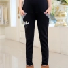 lovely kitty printing fleece maternity pregnant jeans belly pant Color Black