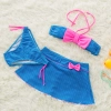 bow dot print children little girl swimwear two piece set Color color 4
