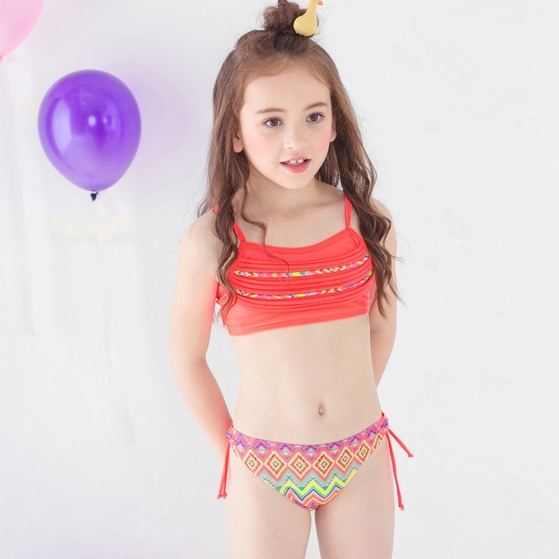 2025 new  Bohemia printing little girl teen swimwear bikini