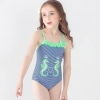 2018 new  Hippocampus printing little girl  swimwear swimsuit Color color 1