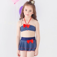 cheap bow dot little girl teen swimwear bikini