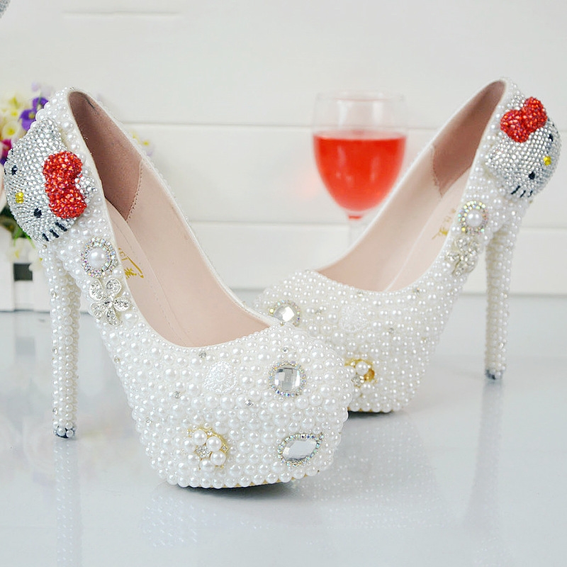 lovely kitty lady shoes bride pumps