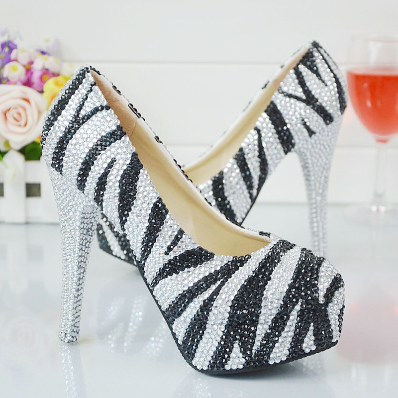 wild fashion zebra women party shoes pumps