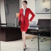 fashion office business women pant suits  work uniform Color Red