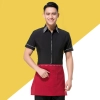 restaurants coffee bar waiter waitress uniform shirt + apron Color waiter black