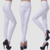 fashion sexy leather PU high rise deisgn women pant legging Color white