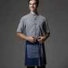 Europe denim fabric patchwork unisex apron uniform Color short blue  denim apron