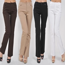2015 classic fashion Europe/America casual mid waist bell bottom cotton office lady OL women pencil pants jeans trousers