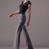 Europe Russia style wide leg women's flare pant,bell-bottom trousers Color Dark Grey