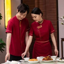 2022 Asian style summer half sleeve  waiter waitress jacket blouse uniform factory discount