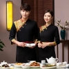 2022  Chinese tranditional style summer half sleeve  waitress jacket  waiter blouse uniform
