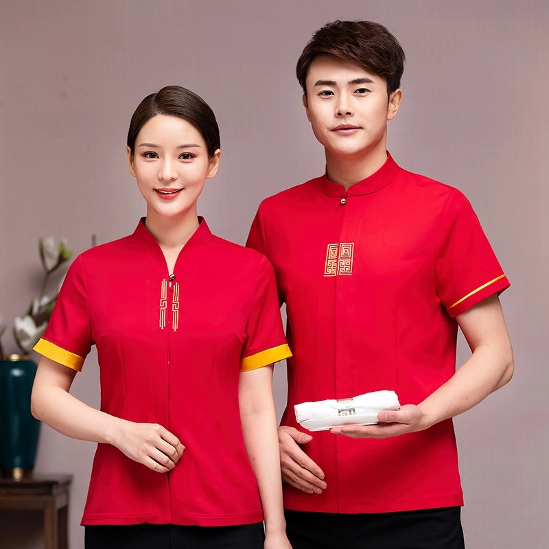 2025  Chinese tranditional style tea house  waitress  waiter blouse uniform jacket
