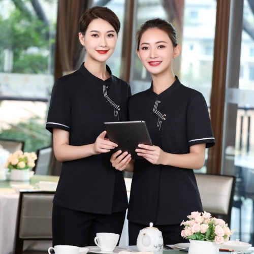 2025  Chinese tea house  waitress  waiter blouse uniform jacket hotel crew uniform