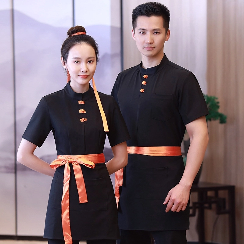 2025  Chinese tea house  waitress  waiter blouse uniform jacket hotel crew uniform women men