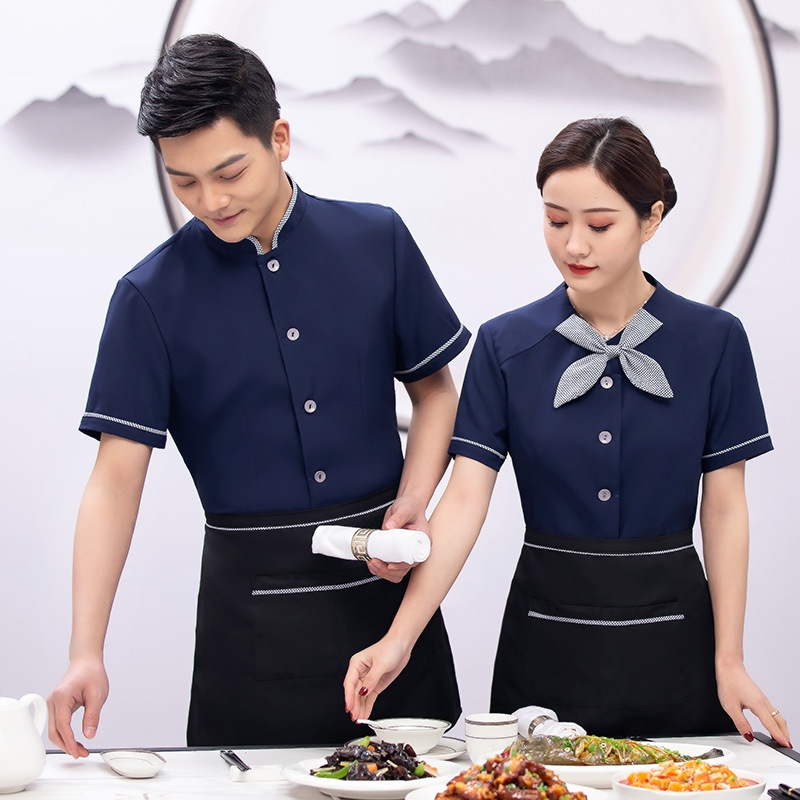2022  new design bow waitress  waiter blouse uniform jacket hotel crew uniform women men