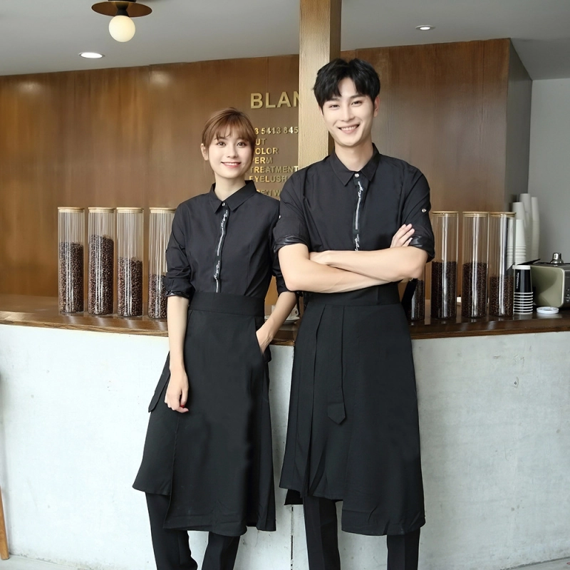 2025  new design bow tea house work jacket hotel pub staff long sleeve shirt uniform