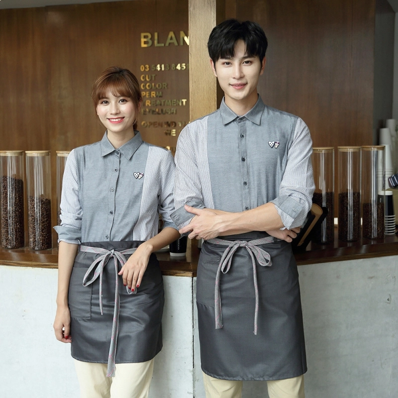 2025   new long sleeve shirt uniform tea house work jacket pub hot pot store waitress waiter  jacket