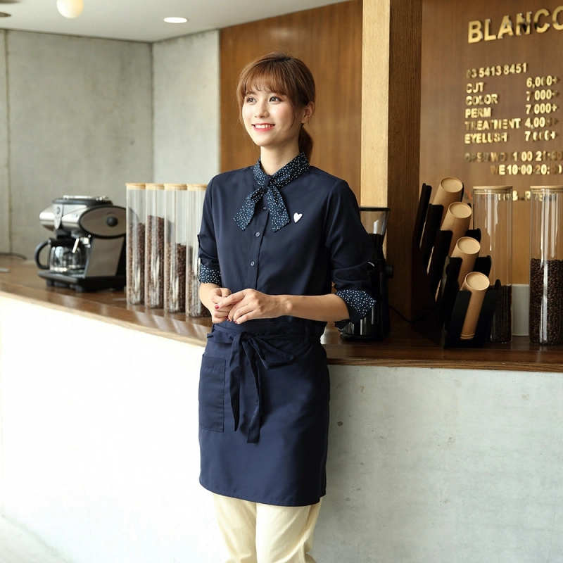 2025   spring fall long sleeve shirt uniform tea house work jacket pub hot pot store waitress waiter  jacket