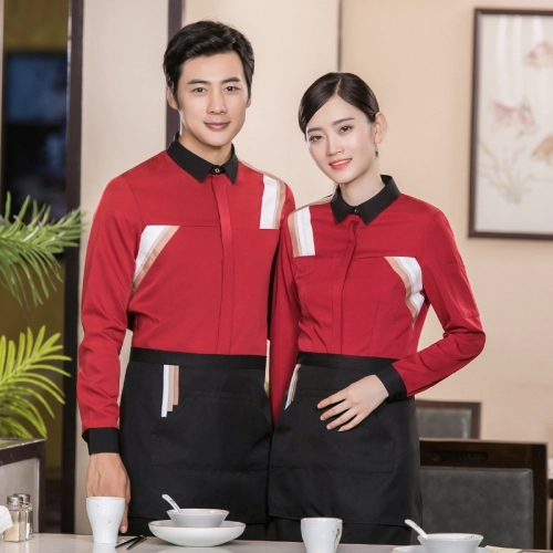 2025 long sleeve Asian style style cafe restaurant dessert store dark gray shirt workwear uniform