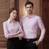 2022 high quality good fabric  solid color office women men work  shirt staff uniform waiter  waitress shirt
