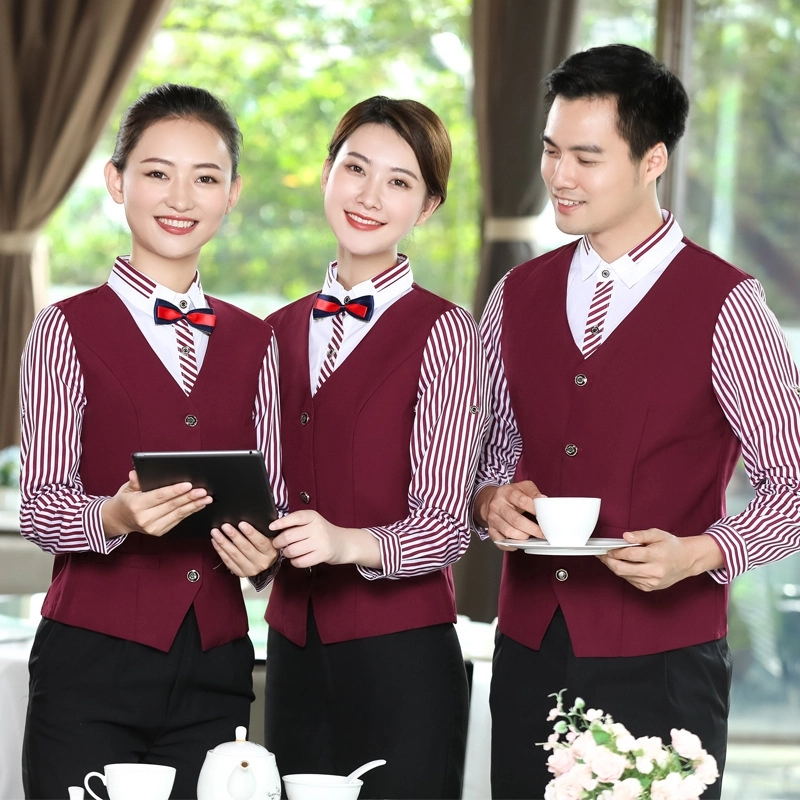 2025  long sleeve  tea house work jacket hotel pub staff  shirt  (faker vest)