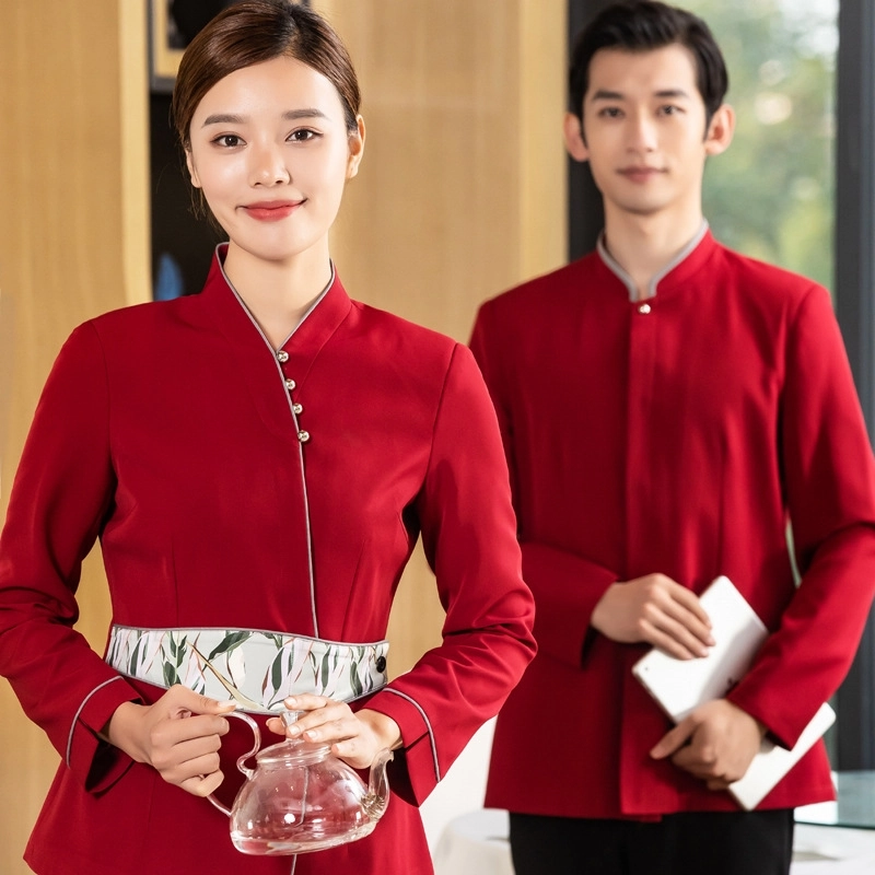 2025  traditional style  tea house work jacket hotel  staff hot pot store  blouse uniform factory wholesale