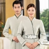 2022  traditional style black blouse  tea house work jacket hotel  staff hot pot store  blouse Color color 1