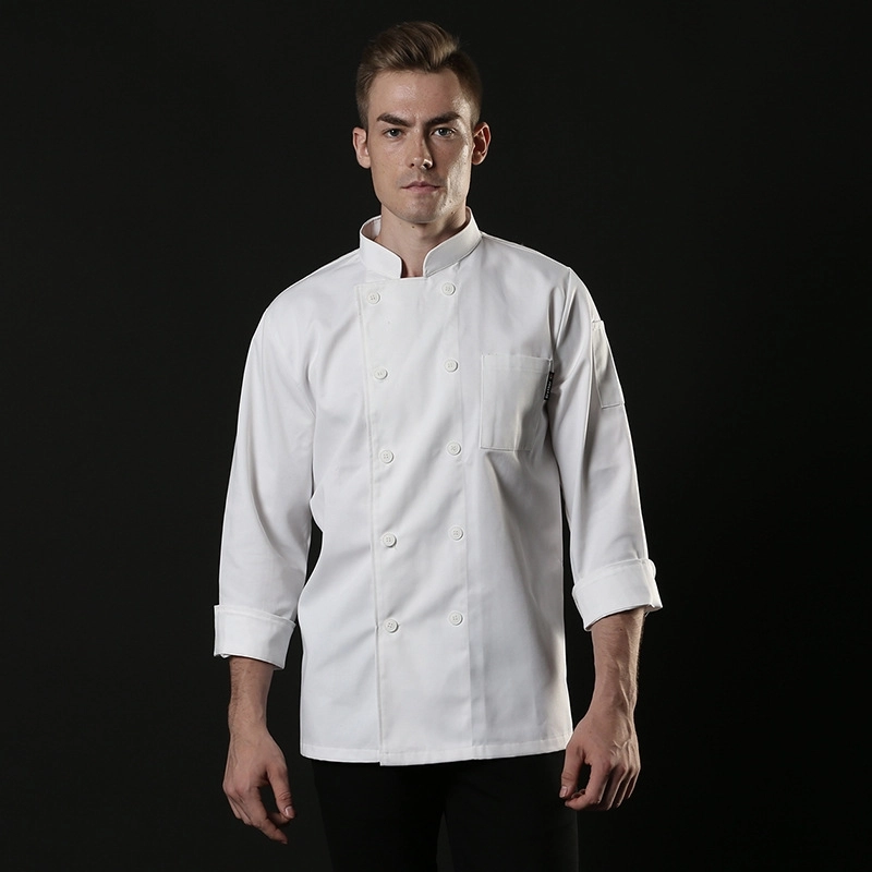 2025  long  sleeve  fashion gray collar baker jacket  kitchen coat white  chef jacket uniform