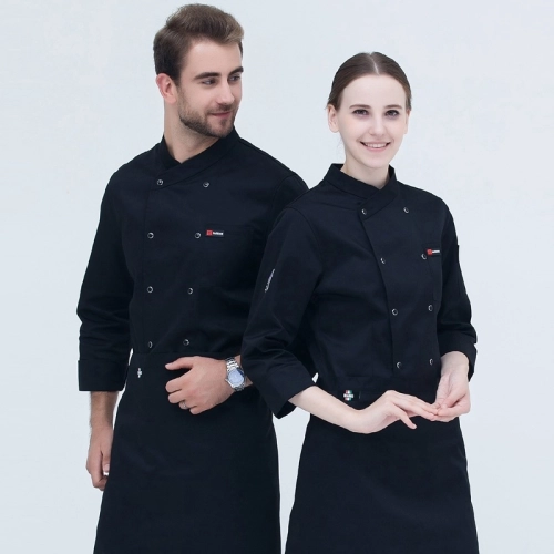 2025 long sleeve fashion unisex double breast baker jacket kitchen coat chef jacket uniform