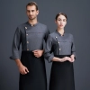 2022  hot sale long  sleeve  fashion double breast baker food store jacket  coat  chef jacket uniform Color Light Gray