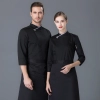 2022  long  sleeve  fashion invisibale buuton double breast baker food store jacket  coat  chef jacket uniform Color Black