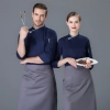 2022  long  sleeve  fashion invisibale button baker food store jacket  coat  chef jacket uniform Color Navy