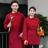 2022   Europe Style casual   solid color bread house baker cook  coat  chef jacket uniform on sales Color Wine