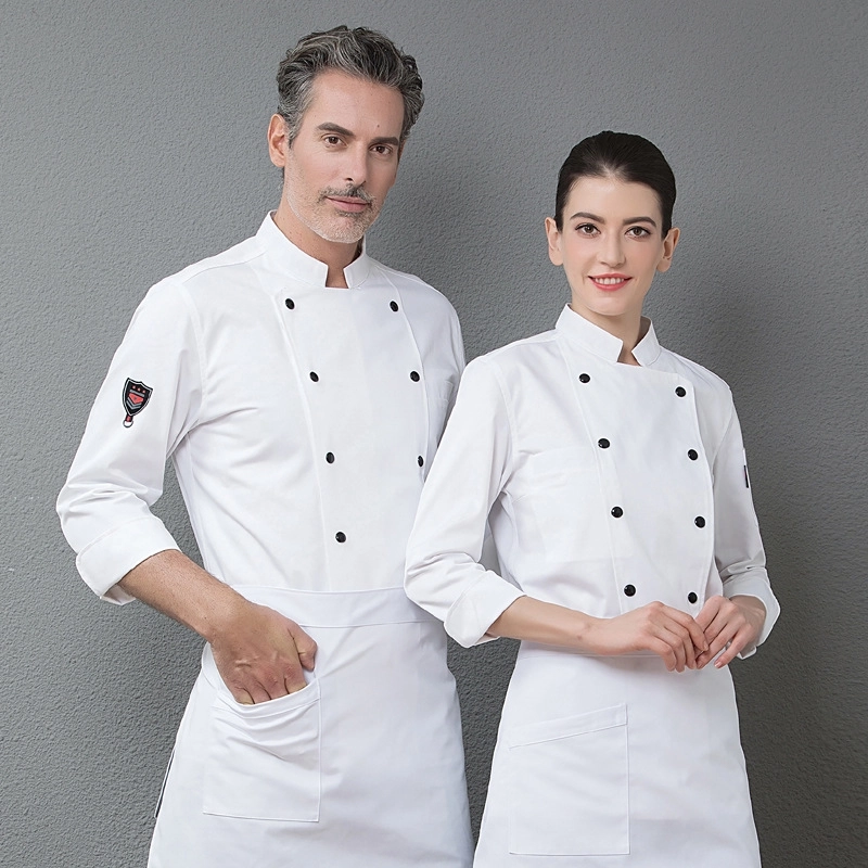 2025   Europe design double breasted button bread house baker cook  student  coat  chef jacket uniform on sales