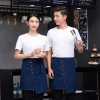 2022 black denim pocket chef apron short apron with pocket  apron for bar waiter Color color 3