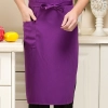 2022 knee length  apron solid color  cafe staff apron for  waiter chef with pocket Color color 2