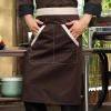 2022 knee length  apron solid color  cafe staff apron for  waiter chef with pocket