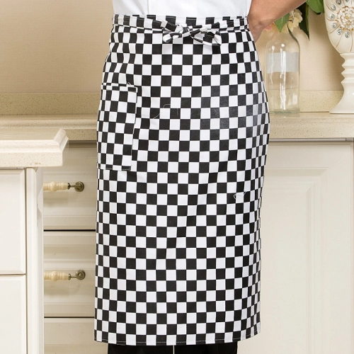 2022 knee length checker printing  cafe staff apron for  waiter chef apron wholesale