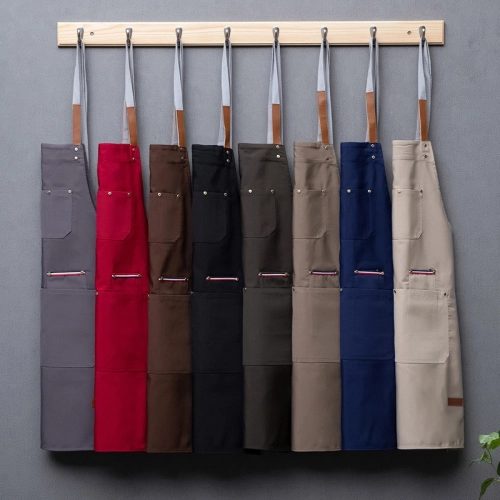 2025 high quality Europe new desgin wine color pub waiter apron cafe halter apron long apron