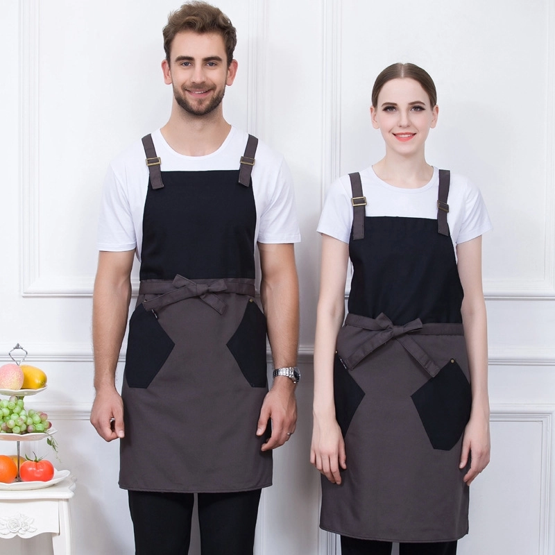 2025 denim dessert store staff apron large pocket waiter apron fresh store halter apron