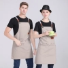 2022 blue denim super market staff apron waiter apron fresh store halter apron both for women and men
