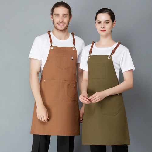 2025 europe style canvas long halter apron super market vegetable store halter apron pub apron