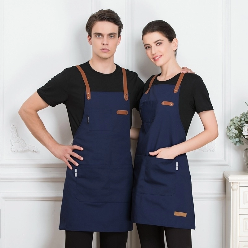 2025 France style canvas long halter apron super market vegetable store  pub apron