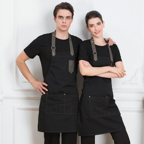 2025 English style canvas long halter apron super market vegetable store pub apron