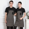 2022 English style dual pocket long   apron super market vegetable store denim  pub apron Color color 3