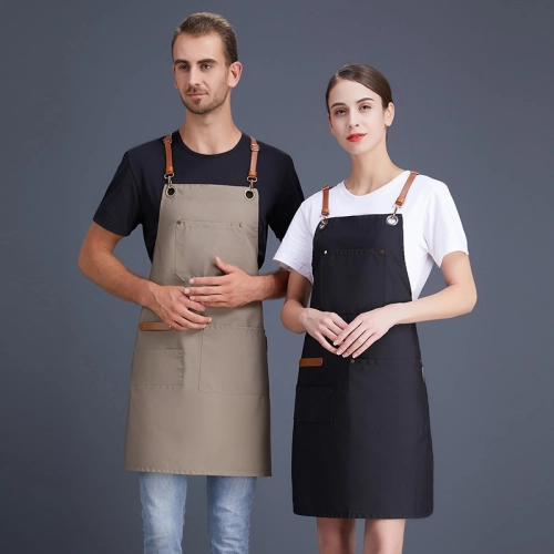 2025 English pocket long  halter apron super market vegetable store denim  pub apron